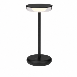 LED Akku Tischlampe Schwarz Dimmbar Touch Warmweiß USB-C Nachttischlampe kabellos 27,4cm