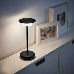 Moderne dimmbare LED Tischlampe 30cm, 1800mAh Akku, warmweiß, USB-C, 5-7h Leuchtdauer, 180 - Schwarz