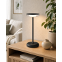 LED Akku Tischlampe Schwarz Dimmbar Touch Warmweiß USB-C Nachttischlampe kabellos 27,4cm