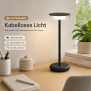 LED Akku Tischlampe Schwarz Dimmbar Touch Warmweiß USB-C Nachttischlampe kabellos 27,4cm