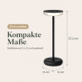 LED Akku Tischlampe Schwarz Dimmbar Touch Warmweiß USB-C Nachttischlampe kabellos 27,4cm