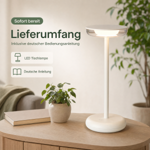 LED Akku Tischlampe Weiß Dimmbar Touch Warmweiß USB-C Nachttischlampe kabellos 27,4cm