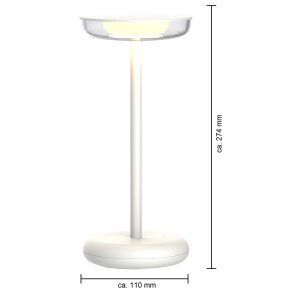 Moderne dimmbare LED Tischlampe 30cm, 1800mAh Akku, warmweiß, USB-C, 5-7h Leuchtdauer, 180 Lumen