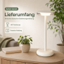 LED Akku Tischlampe Weiß Dimmbar Touch Warmweiß USB-C Nachttischlampe kabellos 27,4cm