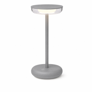 LED Akku Tischlampe Grau Dimmbar Touch Warmweiß USB-C Nachttischlampe kabellos 27,4cm