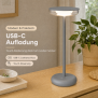 LED Akku Tischlampe Grau Dimmbar Touch Warmweiß USB-C Nachttischlampe kabellos 27,4cm