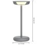 Moderne dimmbare LED Tischlampe 30cm, 1800mAh Akku, warmweiß, USB-C, 5-7h Leuchtdauer, 180 - Grau