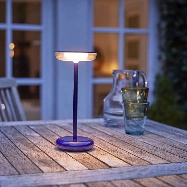 Moderne dimmbare LED Tischlampe 30cm, 1800mAh Akku, warmweiß, USB-C, 5-7h Leuchtdauer, 180 - Blau