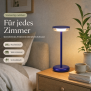 LED Akku Tischlampe Blau Dimmbar Touch Warmweiß USB-C Nachttischlampe kabellos 27,4cm