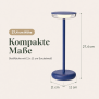 LED Akku Tischlampe Blau Dimmbar Touch Warmweiß USB-C Nachttischlampe kabellos 27,4cm