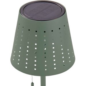 LED Outdoor Tischleuchte Grün-Grau wiederaufladbar 2200mAh Akku Metall Solar Wasserfest