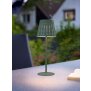 LED Outdoor Tischleuchte Grün-Grau wiederaufladbar 2200mAh Akku Metall Solar Wasserfest