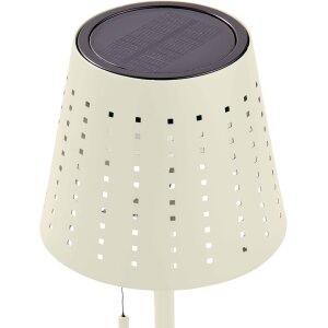LED Outdoor Tischleuchte Elfenbein-Beige wiederaufladbar 2200mAh Akku Metall Solar Wasserfest