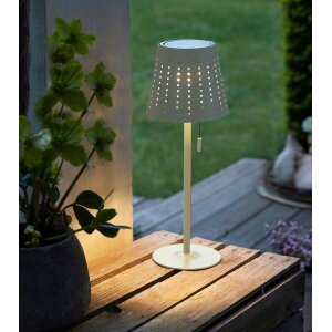 LED Outdoor Tischleuchte Elfenbein-Beige wiederaufladbar 2200mAh Akku Metall Solar Wasserfest