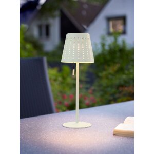 LED Outdoor Tischleuchte Elfenbein-Beige wiederaufladbar 2200mAh Akku Metall Solar Wasserfest