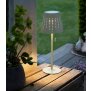 LED Outdoor Tischleuchte Elfenbein-Beige wiederaufladbar 2200mAh Akku Metall Solar Wasserfest
