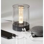 LED Tischleuchte Tischlampe mit Touch-Taste Dimmfunktion Farbwechsel Ladeports - Glühdraht Grau