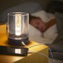 LED Tischleuchte Tischlampe mit Touch-Taste Dimmfunktion Farbwechsel Ladeports - Glühdraht Grau