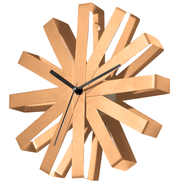 Design Edelstahl Fächer Wanduhr- gewelltes Metall Wanduhr Streifen - Edelstahl Fächer Roségold