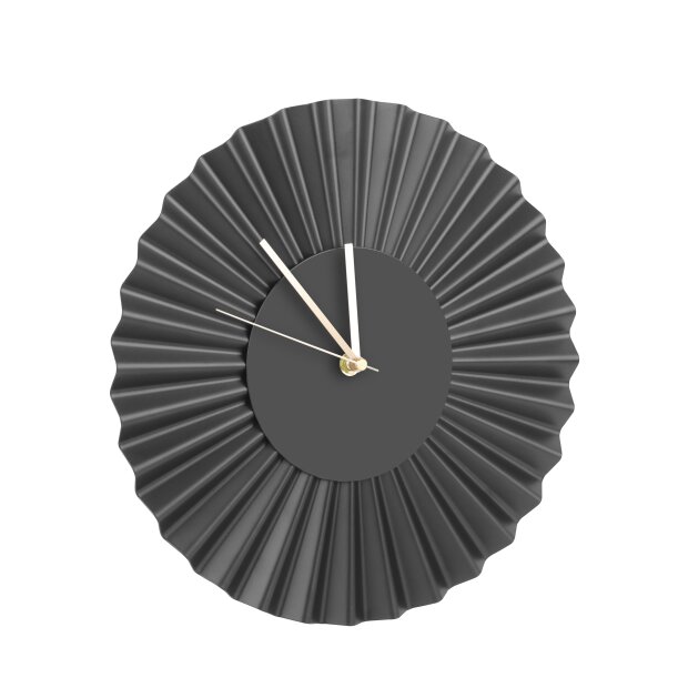 Design Edelstahl Fächer Wanduhr- gewelltes Metall Wanduhr Welle Schwarz - gewelltes Metall Schwarz