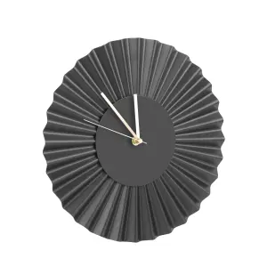Design Edelstahl Fächer Wanduhr- gewelltes Metall Wanduhr Welle Schwarz - gewelltes Metall Schwarz