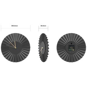 Design Edelstahl Fächer Wanduhr- gewelltes Metall Wanduhr Welle Schwarz - gewelltes Metall Schwarz