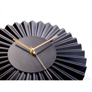 Design Edelstahl Fächer Wanduhr- gewelltes Metall Wanduhr Welle Schwarz - gewelltes Metall Schwarz