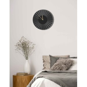 Design Edelstahl Fächer Wanduhr- gewelltes Metall Wanduhr Welle Schwarz - gewelltes Metall Schwarz