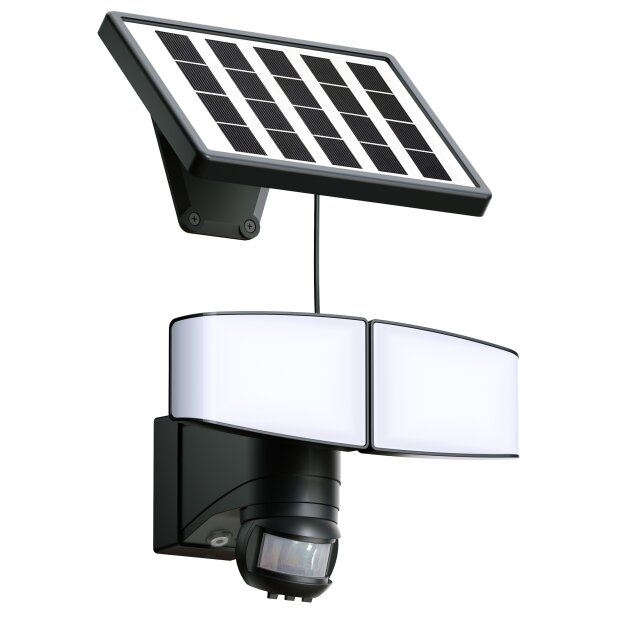 LED Solar Strahler mit Bewegungsmelder Dämmerungssensor Leuchtdauer- und Leuchtkraftregler - Schwarz