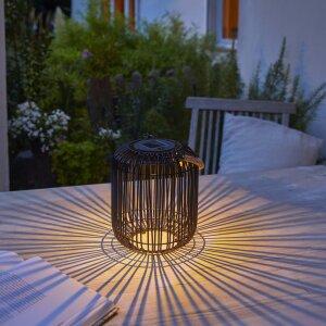 LED Solar Geflecht Laterne für Innen und Außen bis zu 8 Stunden Leuchtdauer - Schwarz Klein