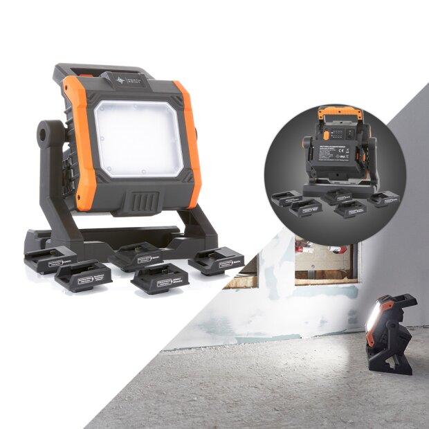 Multi Akku LED Baustrahler Arbeitsstrahler 4000 Lumen 5000 Kelvin IP65 dimmbar max. 35W kompatibel