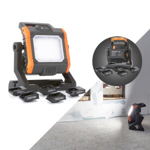 Multi Akku LED Baustrahler Arbeitsstrahler 4000 Lumen...
