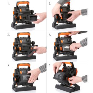 Multi Akku LED Baustrahler Arbeitsstrahler 4000 Lumen 5000 Kelvin IP65 dimmbar max. 35W kompatibel