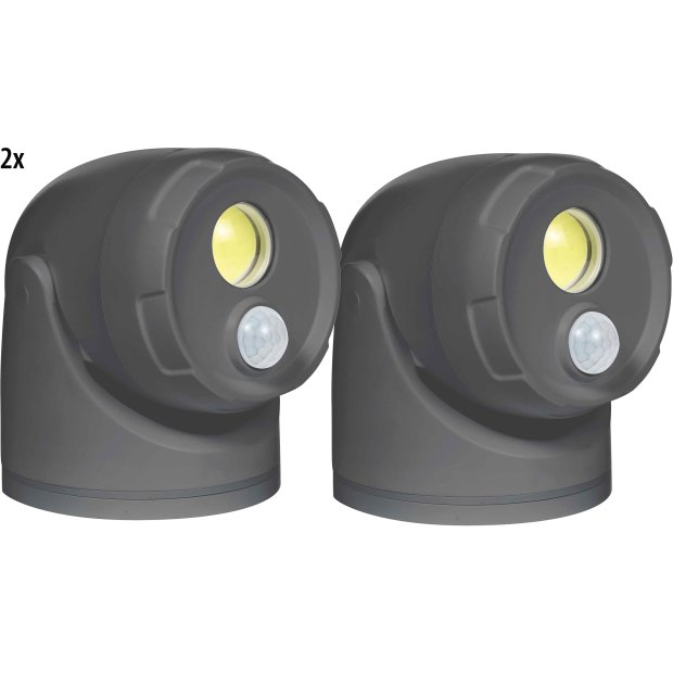 Northpoint LED Batterie Spot Strahler 2er-Set Flutlicht mit Bewegungsmelder und Erdspieß 5000K neutralweiß 450 Lumen integrierter Timer ohne Batterie (Anthrazit)