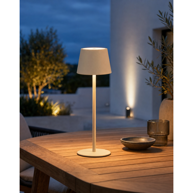 Modulare 3-in-1 LED Akku Tischlampe Beige – Dimmbare Tisch- & Flaschenleuchte, IP54