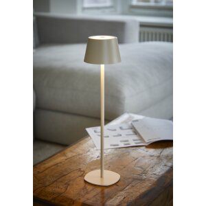 3in1 LED Tischlampe Flaschenleuchte in Beige max. 45cm hoch mit 3000mAh Akku 200lm - Creme