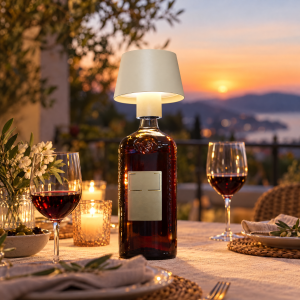 Modulare 3-in-1 LED Akku Tischlampe Beige – Dimmbare Tisch- & Flaschenleuchte, IP54