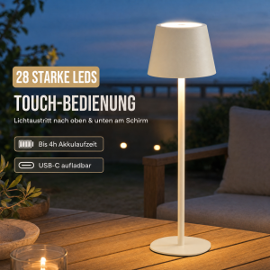 Modulare 3-in-1 LED Akku Tischlampe Beige – Dimmbare Tisch- & Flaschenleuchte, IP54