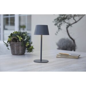 3in1 LED Tischlampe Flaschenleuchte in Grau max. 45cm hoch mit 3000mAh Akku 200lm warmweißes Licht