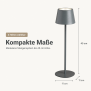 3in1 LED Tischlampe Flaschenleuchte in Grau max. 45cm hoch mit 3000mAh Akku 200lm warmweißes Licht