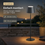 3in1 LED Tischlampe Flaschenleuchte in Grau max. 45cm hoch mit 3000mAh Akku 200lm warmweißes Licht