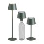 3in1 LED Tischlampe Flaschenleuchte in Olivegrün max. 45cm hoch mit 3000mAh Akku 200lm warmweißes