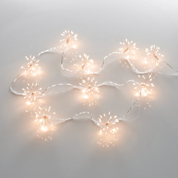 200 LED Lichterkette Weihnachten Sparkling Leuchtball 180cm lang/Feuerwerk/Pusteblume mit 5m Zuleitung für den Innenbereich Bernstein
