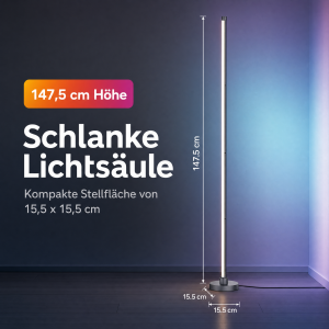 LED Stehlampe Ecklampe mit Fernbedienung integriertem Soundsensor digitale RGBs + Warmweiß - Schwarz