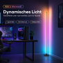 LED Stehlampe Ecklampe mit Fernbedienung integriertem Soundsensor digitale RGBs + Warmweiß - Schwarz