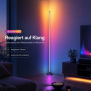LED Stehlampe Ecklampe mit Fernbedienung integriertem Soundsensor digitale RGBs + Warmweiß - Schwarz