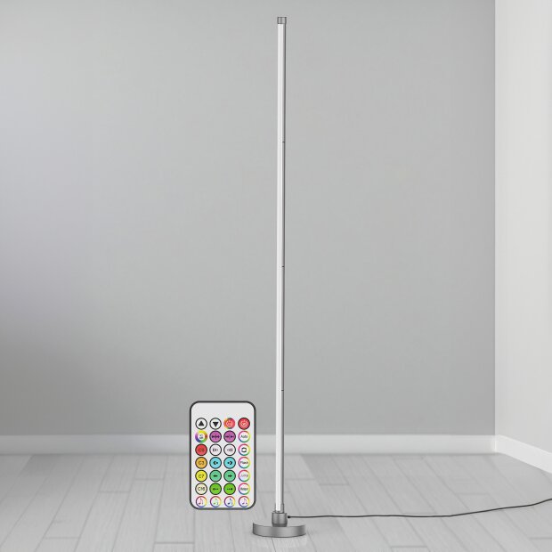 LED Stehlampe Ecklampe mit Fernbedienung integriertem Soundsensor digitale RGBs + Warmweiß - Grau