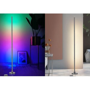 LED Stehlampe Ecklampe mit Fernbedienung integriertem Soundsensor digitale RGBs + Warmweiß - Grau