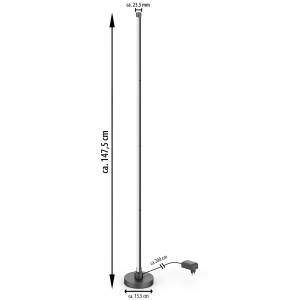 LED Stehlampe Ecklampe mit Fernbedienung integriertem Soundsensor digitale RGBs + Warmweiß - Grau