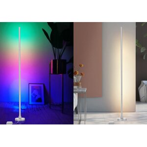 LED Stehlampe Ecklampe mit Fernbedienung integriertem Soundsensor digitale RGBs + Warmweiß